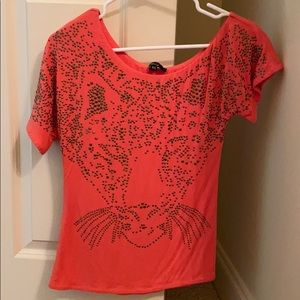 Sky coral color studded top XS